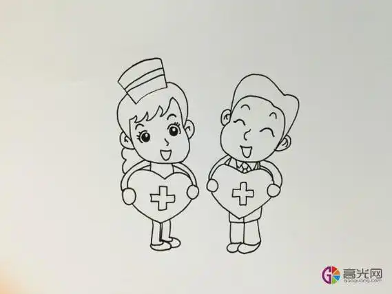 爱心医生简笔画