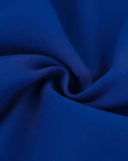 宝石蓝新款纯色荷叶袖收淑女腰连衣裙