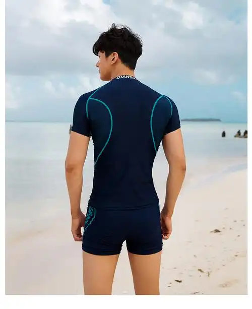 男士泳衣四件套2020新款运动防晒游泳套装亲肤速干游泳衣温泉泳装