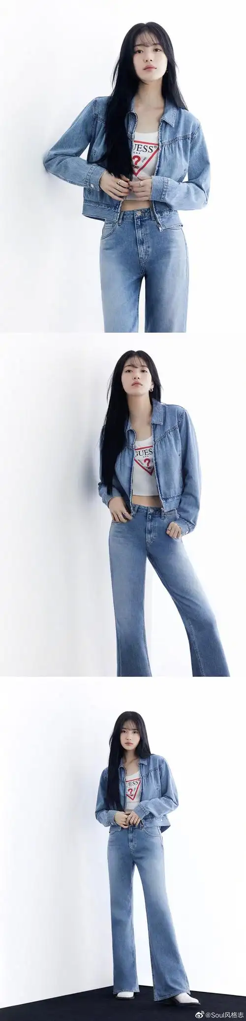 裴秀智x guess 2022秋冬画报 飘逸直发 高挑身材……__财经头条