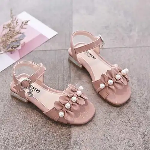 儿童凉鞋女2021夏季新款韩版蝴蝶结公主鞋软底3-12岁中大童学生鞋 bk