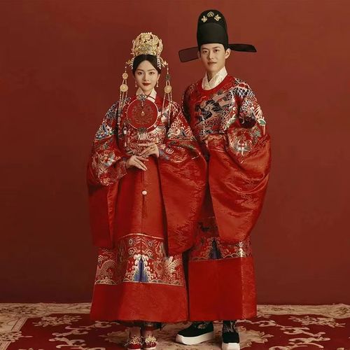 明制汉服婚服凤冠霞帔全套花嫁中式结婚情侣套装古装重工2022唐宋