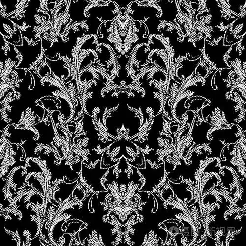 巴洛克式的黑白无缝图案.矢量背景