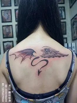 翅膀纹身图案天使与魔兽翅膀纹身吴江酷炫纹身