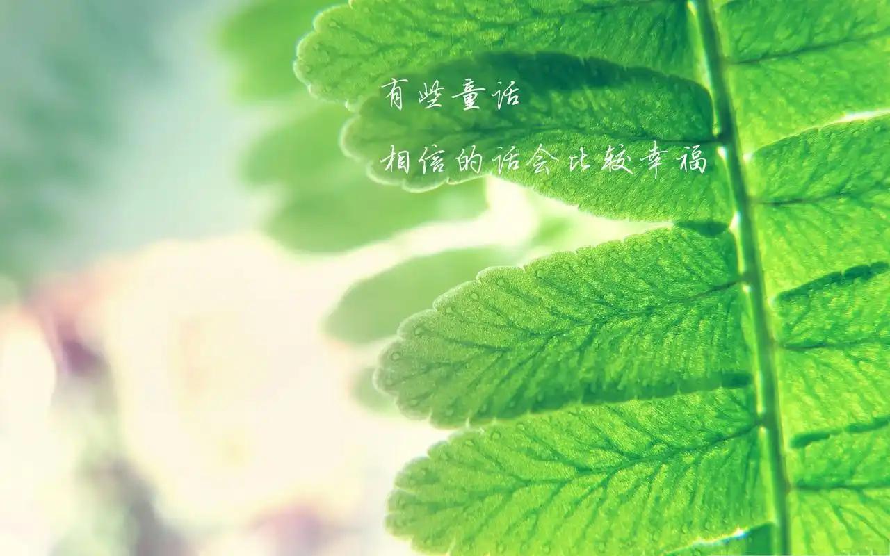 小清新的绿色植物花卉护眼壁纸搭配充满正能量的治愈系文字语录,这套