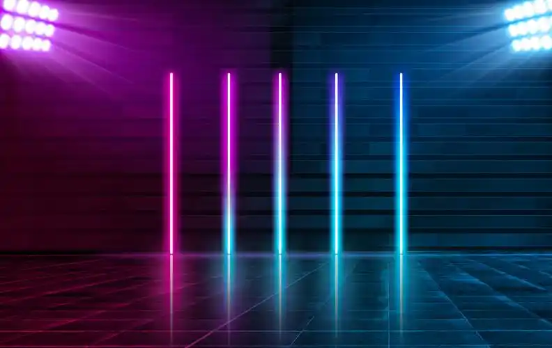 大气炫酷撞色霓虹灯灯光舞台搭建背景