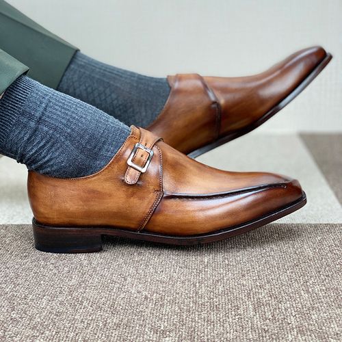 cie男士皮鞋西装商务正装手工皮底真皮纯牛皮青年潮流棕色大码ins