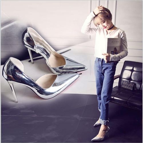 夏季明星款高跟鞋细跟性感尖头浅口侧空金银色凉鞋10cm女单鞋