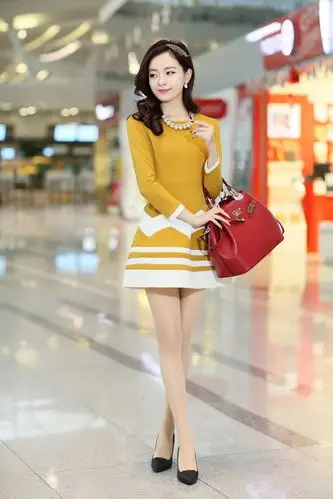 时尚新款圆领收腰显瘦淑女连衣裙拼接条纹修身春款气质连衣裙