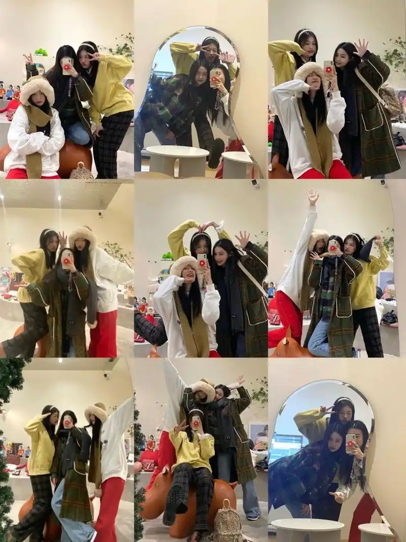 9215拍照姿势|三人合照pose来get一下73 三人对镜自拍来了!