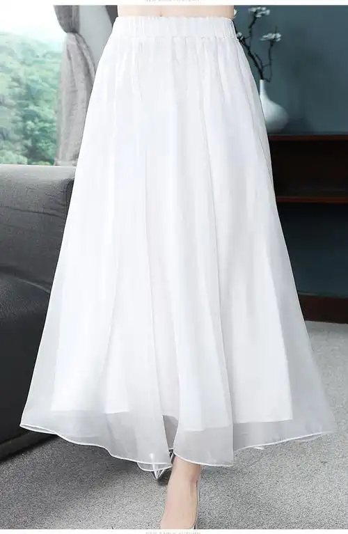新款百塔纯白色半身裙薄纱中裙og99134