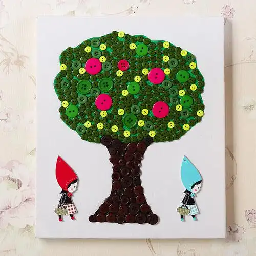 儿童益智卡通diy创意手工纽扣画材料包幼