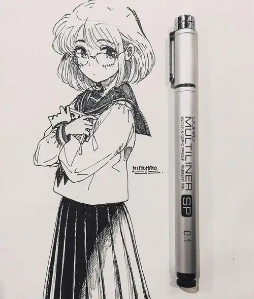 一组针管笔手绘动漫人物非常棒的临摹练习素材