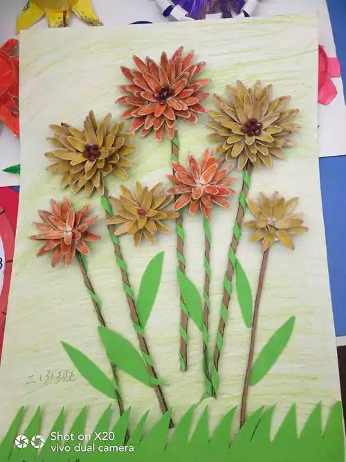 假期小发明,手工作品,五谷粘贴画展评