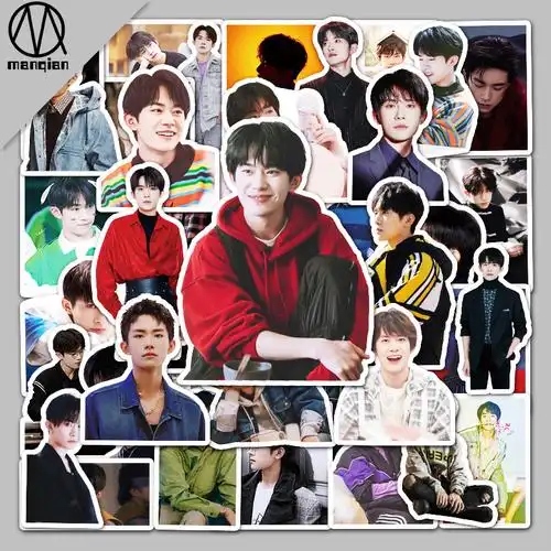 50张tfboys易烊千玺时尚个性贴纸笔记本电脑行李箱冰箱装饰贴纸