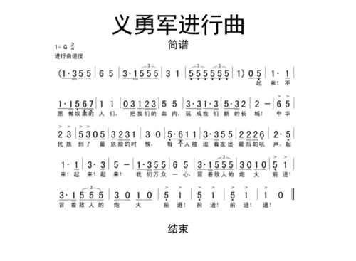 【简谱】义勇军进行曲简谱