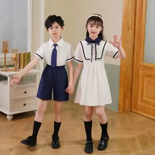 幼儿园大班毕业照服装 学院风夏表演 六一合唱演出服小学生班服套装 -