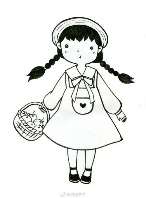 简笔画人物女孩可爱全身学生6