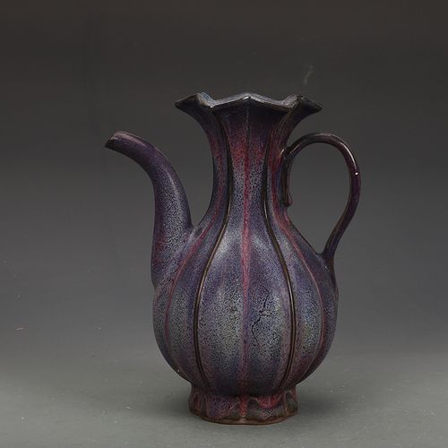 宋瓷收藏钧窑玫瑰紫执壶茶壶古董古玩五大名窑旧货老货收藏摆件