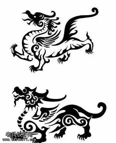 手稿貔貅图腾纹身图案