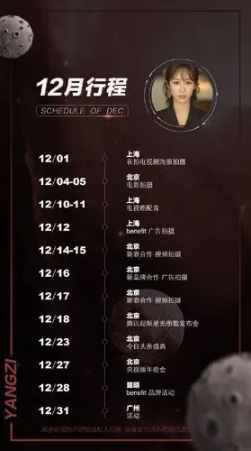 杨紫12月行程图
