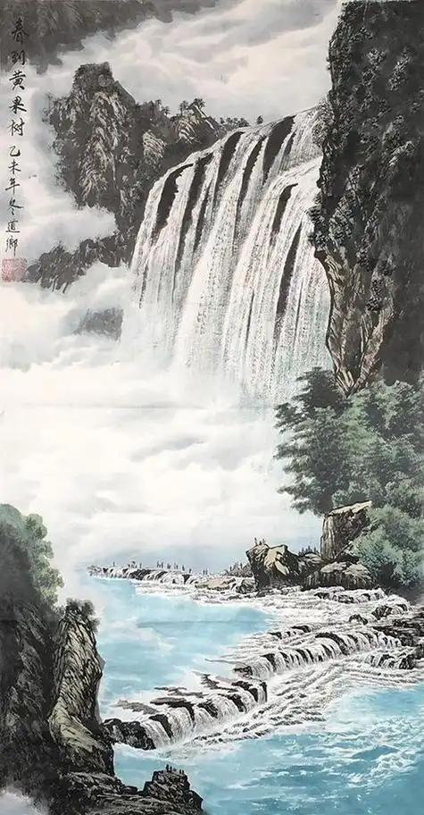 国画瀑布山水画图片大全