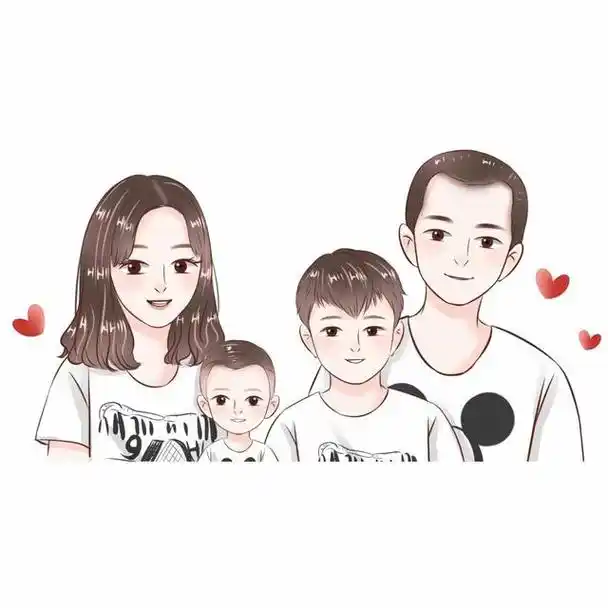 可爱全家福头像,一家三口,四口动漫风图片,喜欢吗?