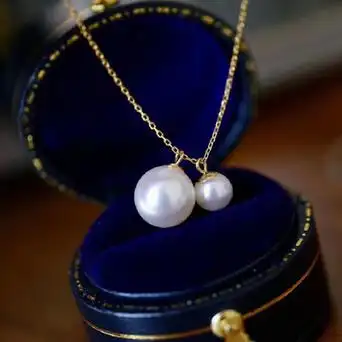 天然akoya海水珍珠锁骨链女吊坠 上身简单精致 5-7mm正圆细腻百搭