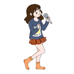 开心唱歌的少女漫画人物设计