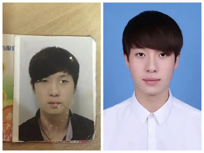 小张合作伙伴阿郑的普通证件照与"最美证件照"