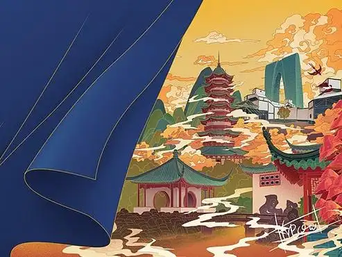 重庆网红旅游景点明信片洪崖洞