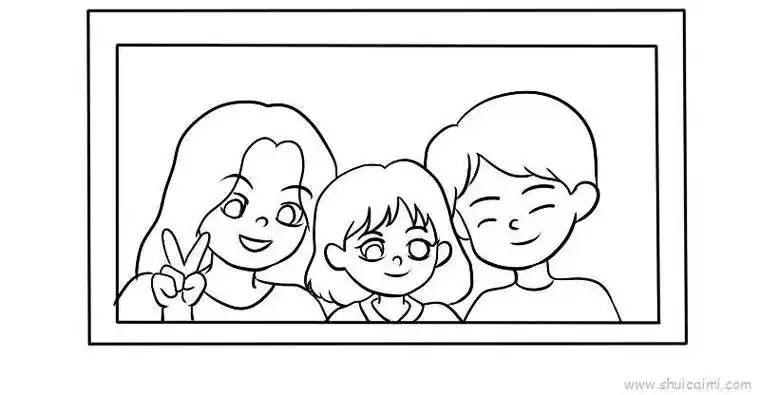 幼儿园小朋友全家福简笔画三口之家 简笔画图片大全-蒲城教育文学网一