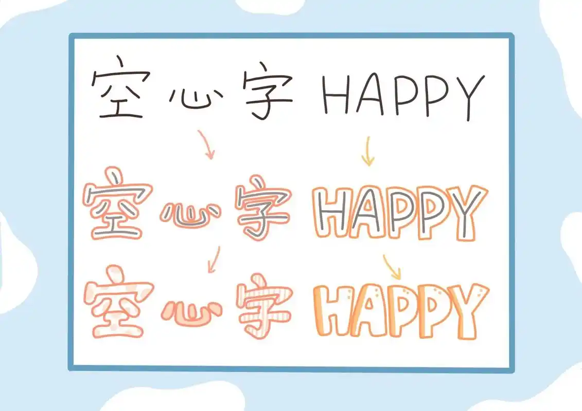 字体小教程01——空心字 每周字体小教程——空心字 1,用铅笔轻轻的