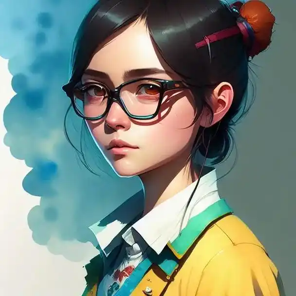 一组高冷眼镜女生头像霸气超拽水彩画