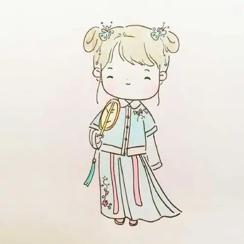 超可爱古风小姑娘简笔画,q版人物简笔画古风