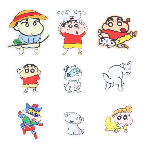 卡通动漫刺绣布贴日本动画蜡笔小新小葵可爱儿童服装辅料背胶补丁