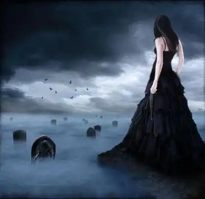 暗黑系欧美黑色婚纱图片唯美意境黑婚纱大图素材