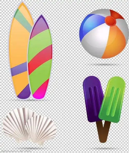 夏天沙滩海滩元素免抠透明图层png素材