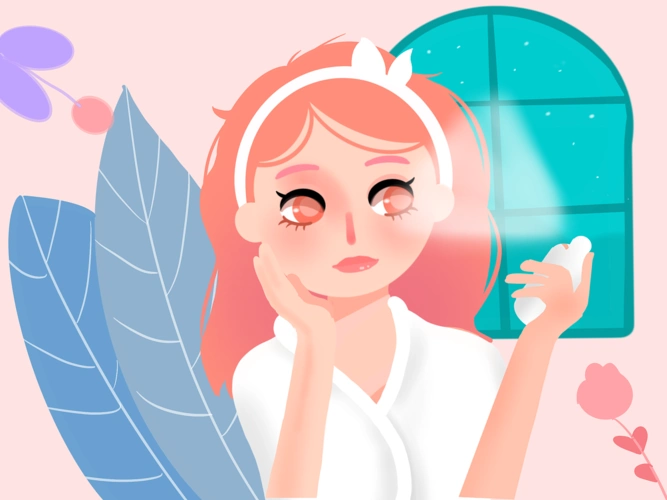 补水护肤女孩插画练习