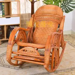 藤摇躺椅老人实木休闲真藤摇椅 欧式阳台客厅逍遥房间酒店摇椅子