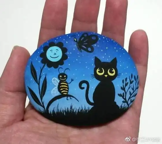 很可爱的卡通鹅卵石画,纯手工鹅卵石卡通画