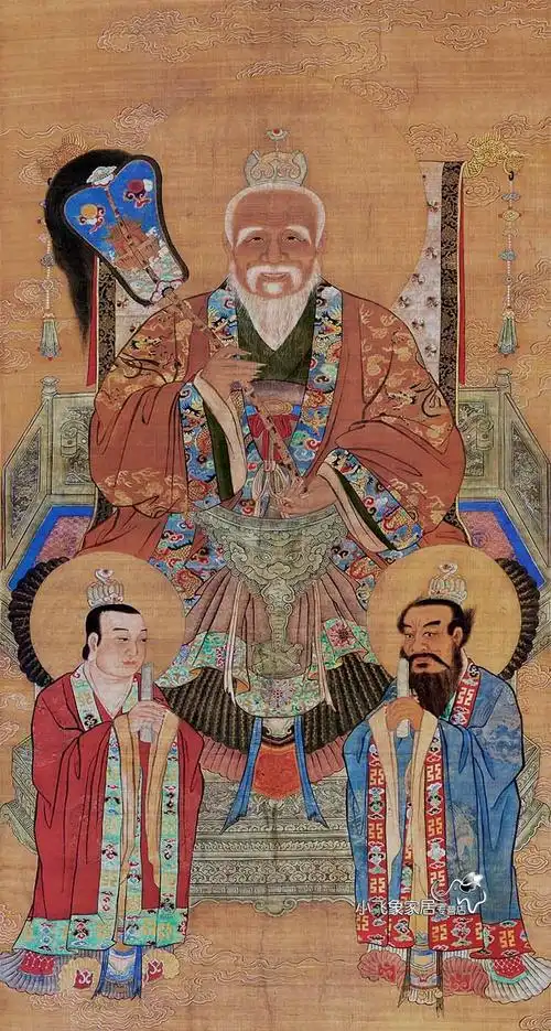 道教三清画像丝绸挂画道场灵宝元始道德天尊三清祖师太上老君神像
