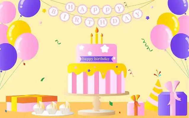 背景生日背景彩色手绘卡通动物主题生日会动物庆祝元素png素材金色