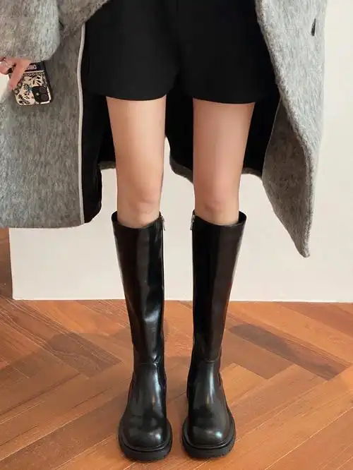 真的太绝了漆皮靴好显腿直