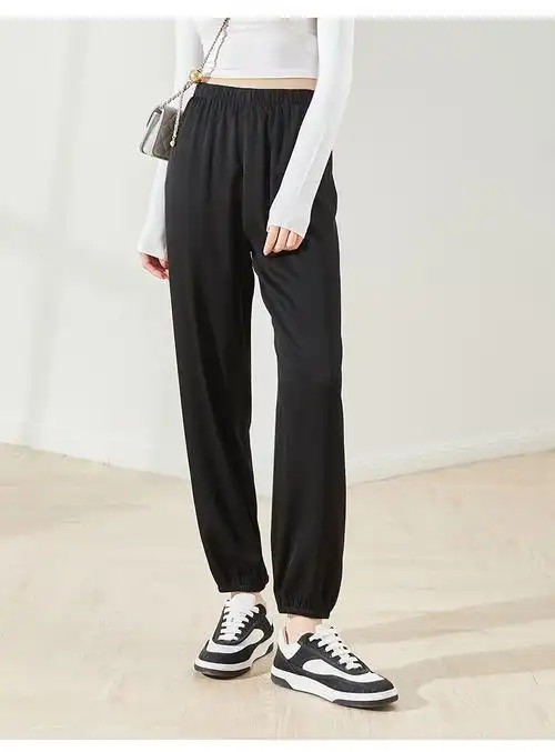 哈伦裤女2022年春装新款垂感醋酸灯笼束脚裤宽松显瘦简约色休闲裤橄榄