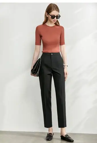 elin极简通勤百搭时尚锥形休闲九分裤2020夏季新款显高显瘦裤子女