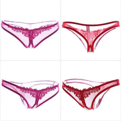 霏慕珍珠性感开裆t裤三角裤蕾丝透明网纱女式性感情趣内裤1060