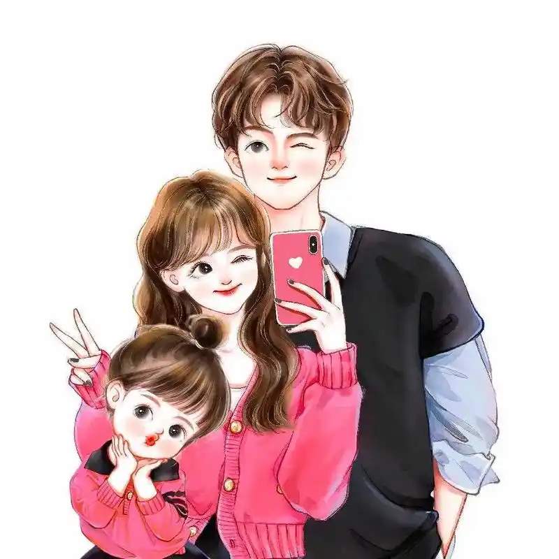 治愈心情 最近喜欢上了这样的卡通头像,现在的一家三口,不知 - 抖音