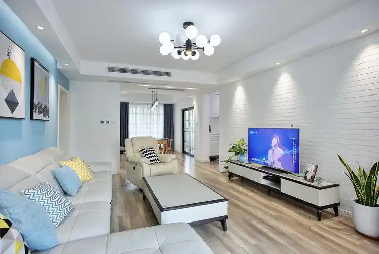 松江菲诗艾伦120平轻奢风格三房装修效果图