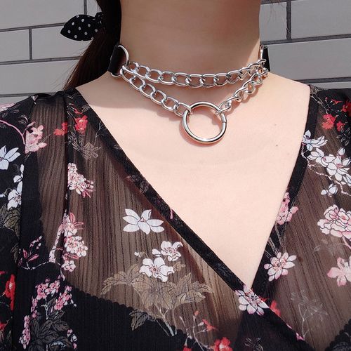 奢浮皮质柳钉颈带黑色爱心项圈颈圈锁骨链项链铃铛女朋克颈环cos爱心